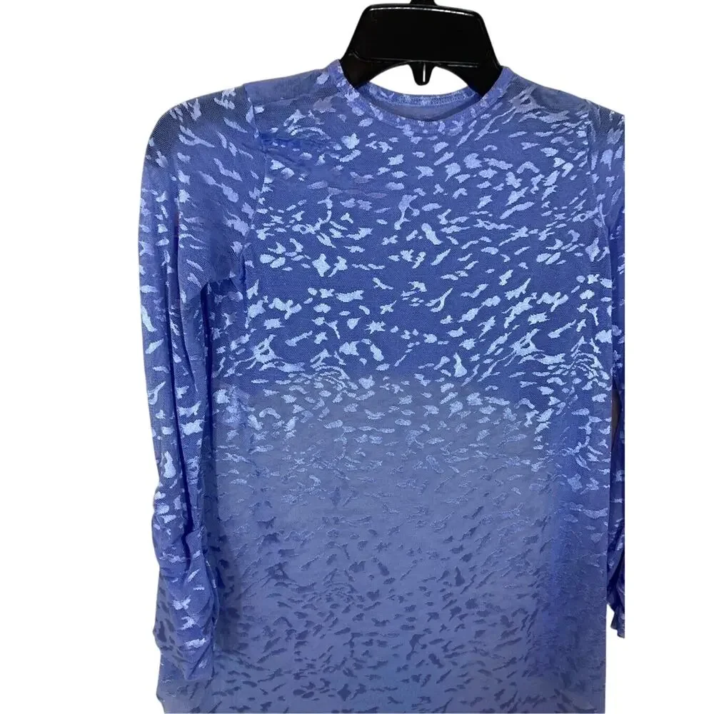 Periwinkle Oversized Girls Contours Pret A Porter Mesh Open Back Dance Top